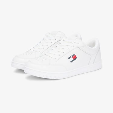  Tommy Hilfiger Jeans Cupsole Long Lace Leather Erkek Beyaz Spor Ayakkabı & Sneaker