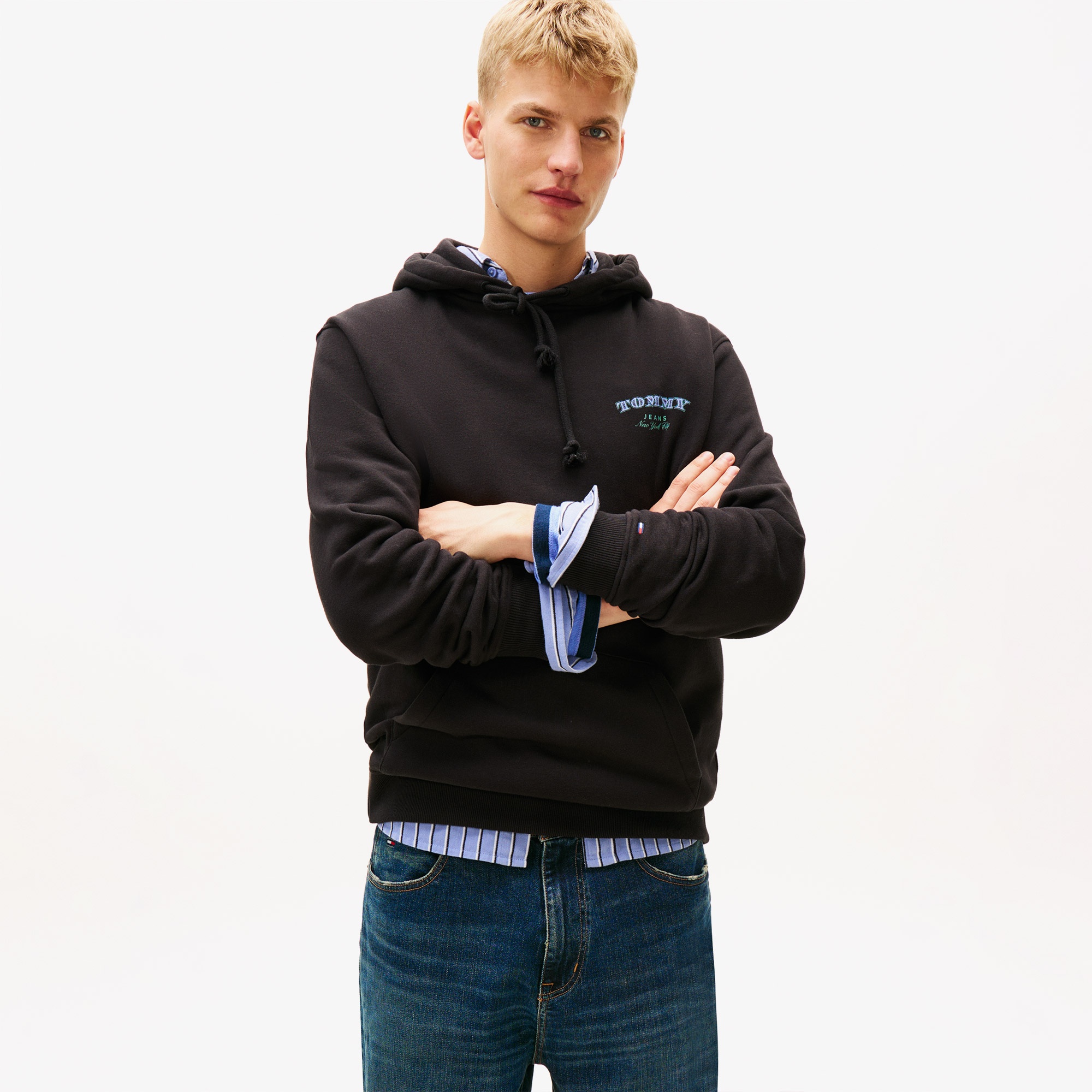 Tommy Hilfiger Jeans Reg Dollar Stack Erkek Siyah Sweatshirt