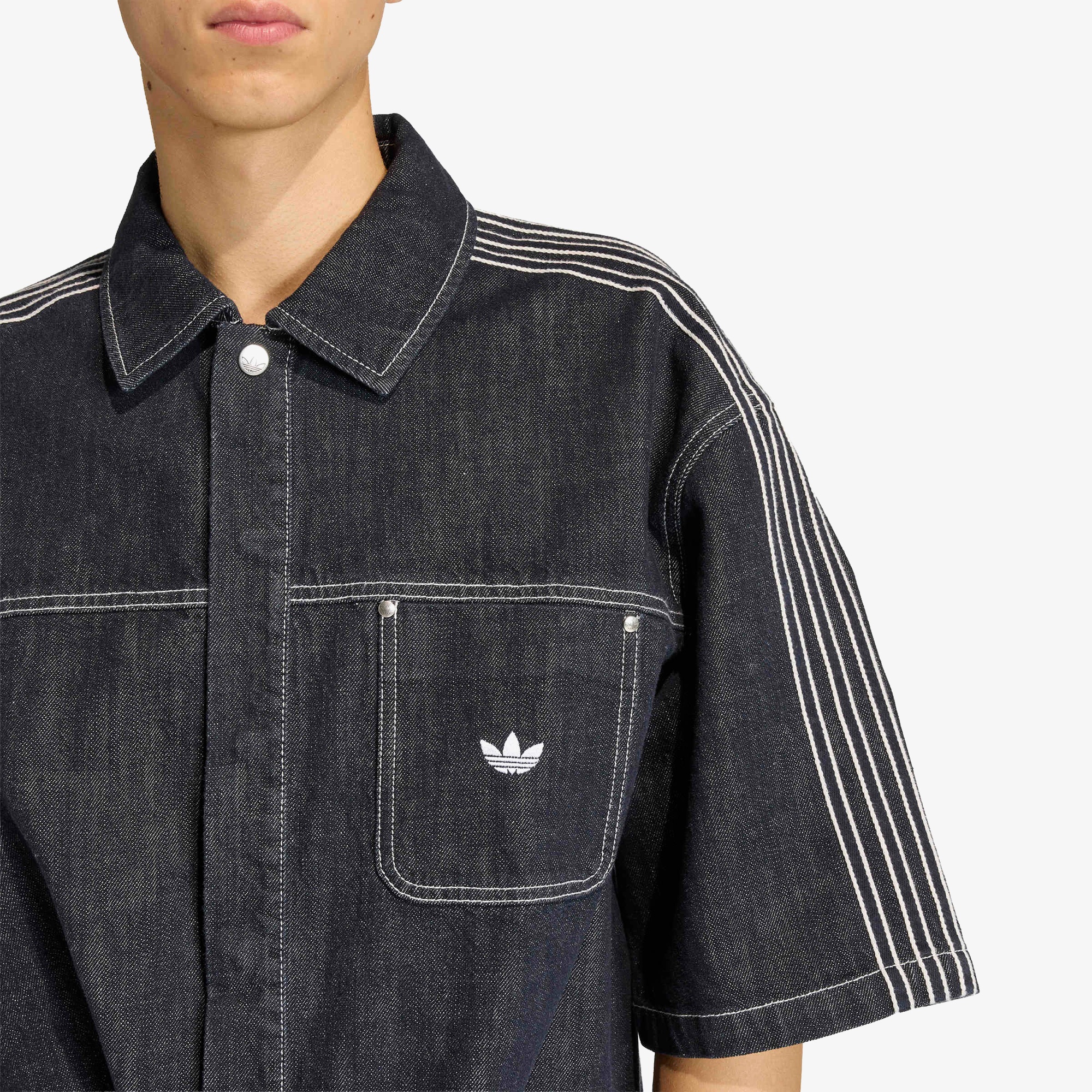 adidas Denim Button Up Erkek Mavi Gömlek