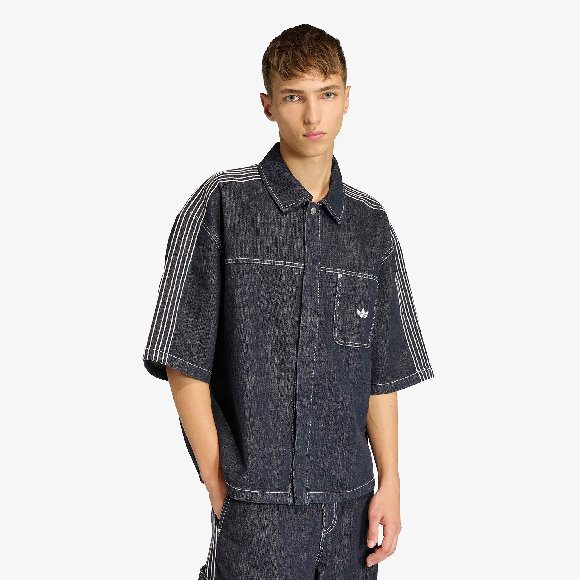 adidas Denim Button Up Erkek Mavi Gömlek