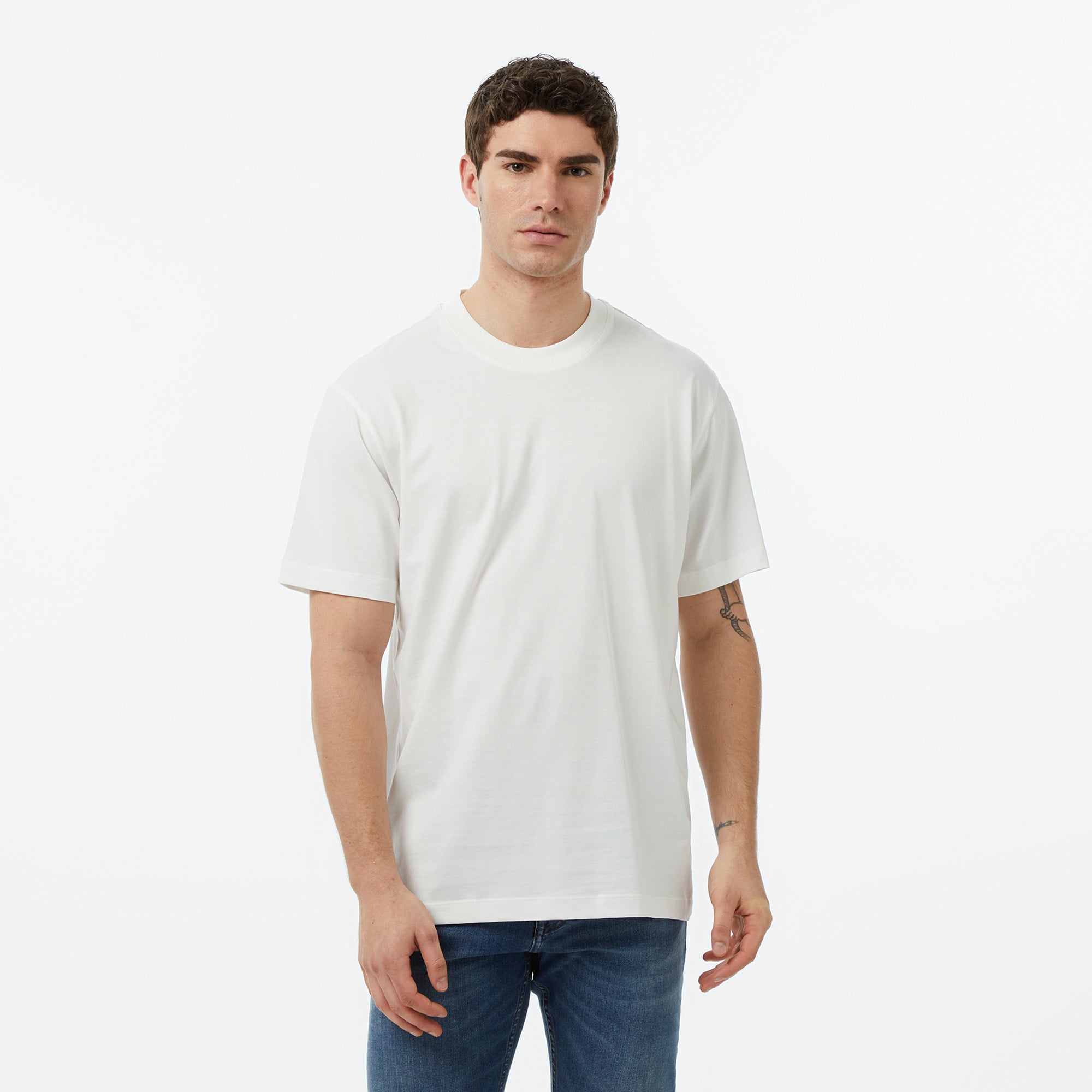  FashFed Baskısız Unisex Krem Rengi T-Shirt