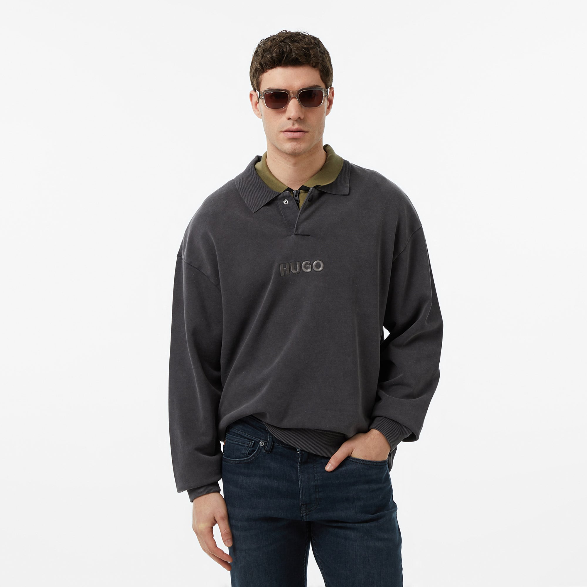 Hugo Delwy Erkek Siyah Sweatshirt