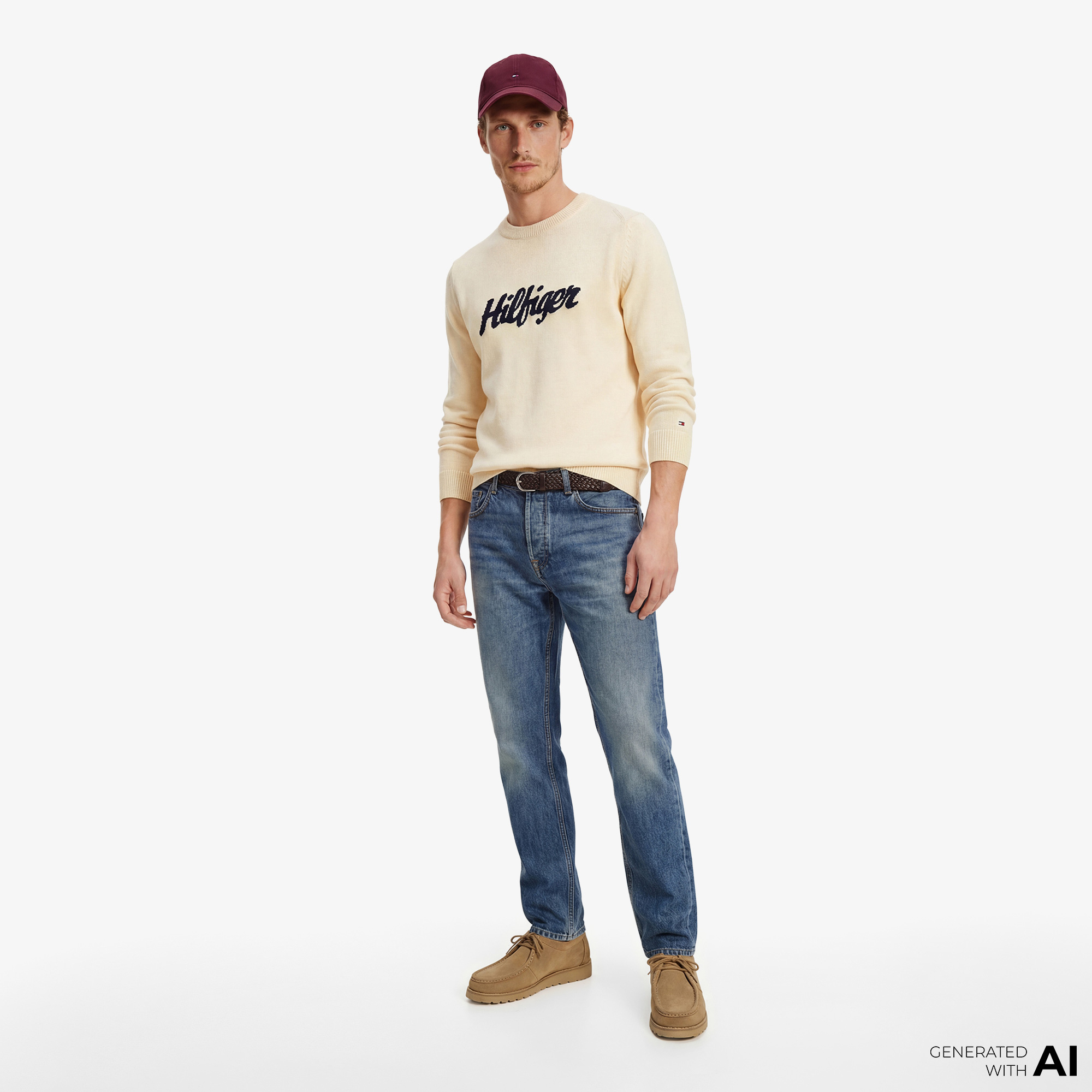 Tommy Hilfiger Seasonal Graphic Erkek Bej Triko