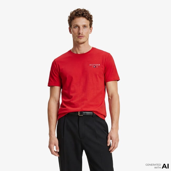  Tommy Hilfiger Brand Love Graphic Erkek Kırmızı T-Shirt