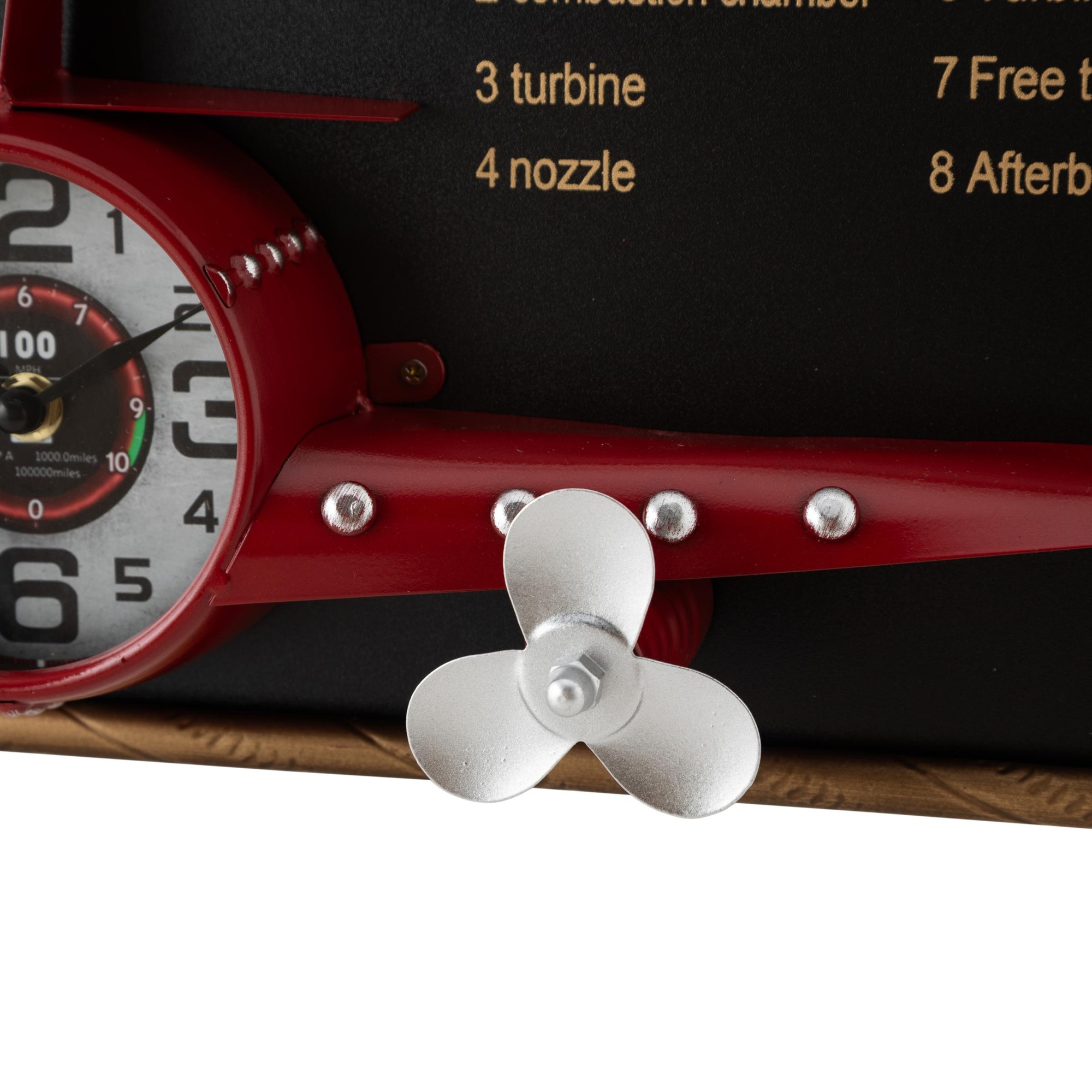 AIRPLANE KIRMIZI DUVAR SAATİ 78X8X21CM