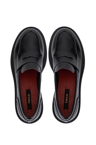  Tamer Tanca Kadın Hakiki Deri Siyah Açma Loafer Ayakkabı