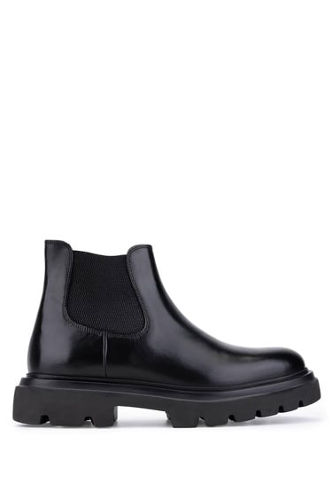  Tamer Tanca Erkek Hakiki Deri Siyah Casual Bot