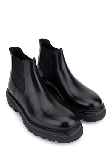  Tamer Tanca Erkek Hakiki Deri Siyah Casual Bot