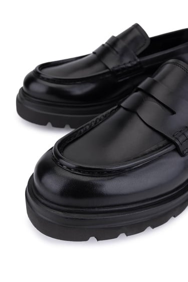  Tamer Tanca Erkek Hakiki Deri Siyah Casual Ayakkabı