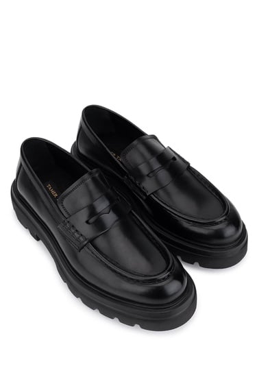  Tamer Tanca Erkek Hakiki Deri Siyah Casual Ayakkabı