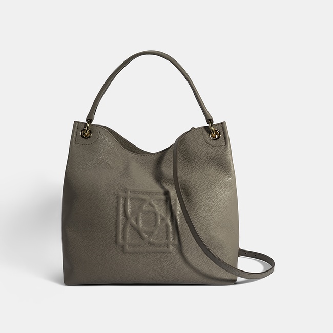  Kadın Yeşil Logo Baskılı Deri Omuz Çantası