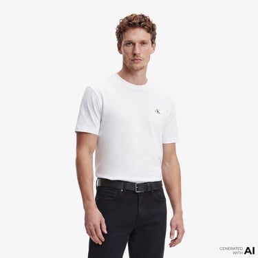  Calvin Klein Classic Monogram 2'li Erkek Renkli T-Shirt