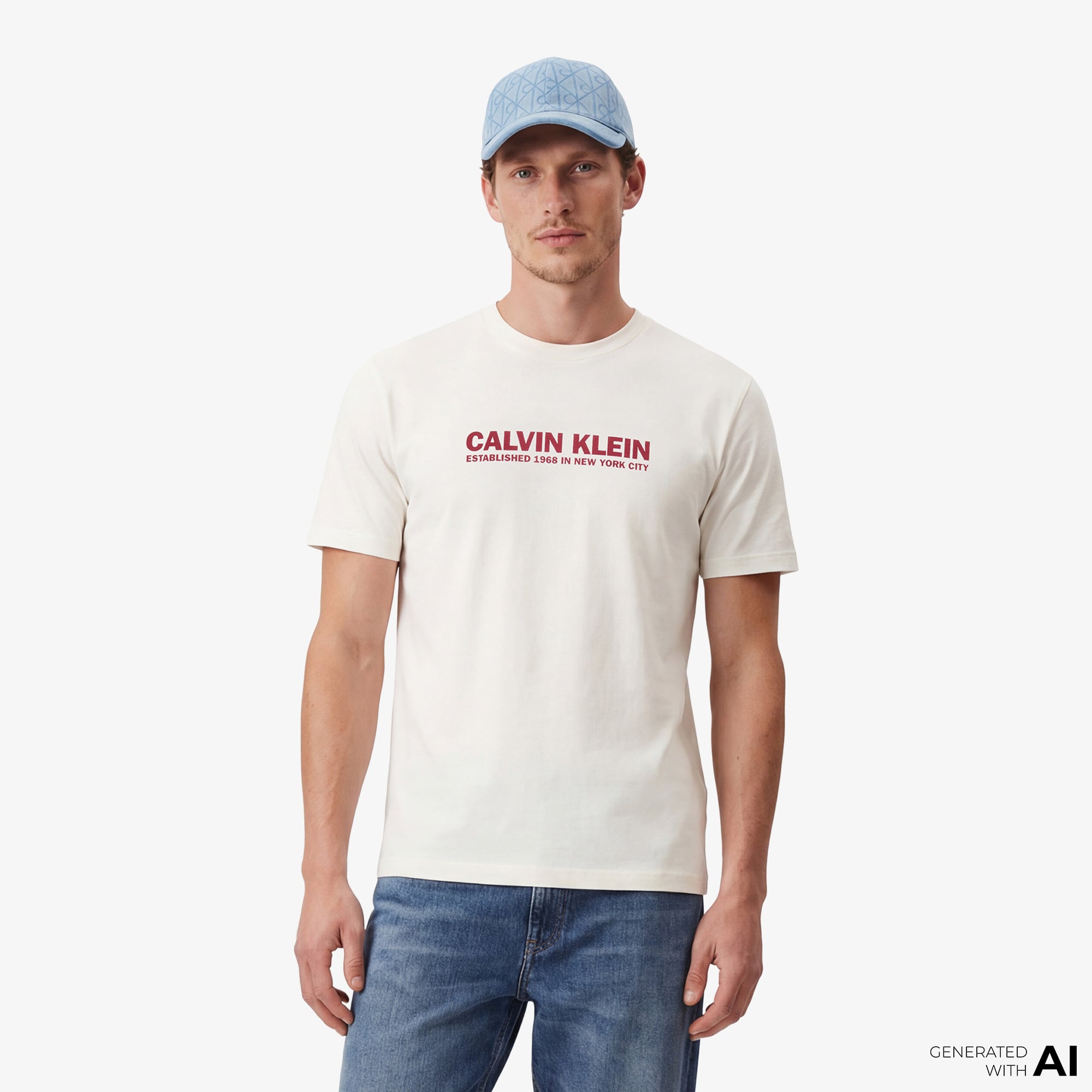  Calvin Klein 30S Grap Erkek Beyaz T-Shirt