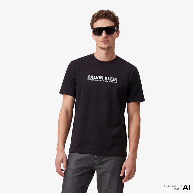  Calvin Klein 30S Grap Erkek Siyah T-Shirt