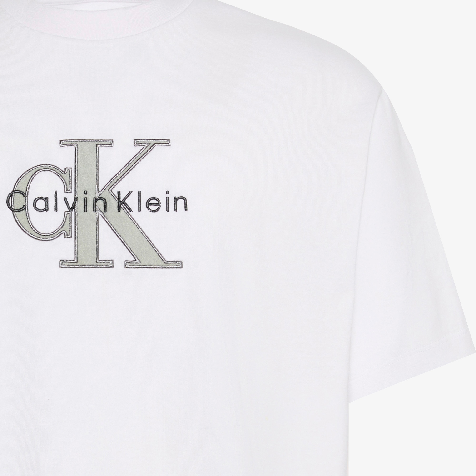 Calvin Klein Tricolor Monologo Graphic Erkek Beyaz T-Shirt