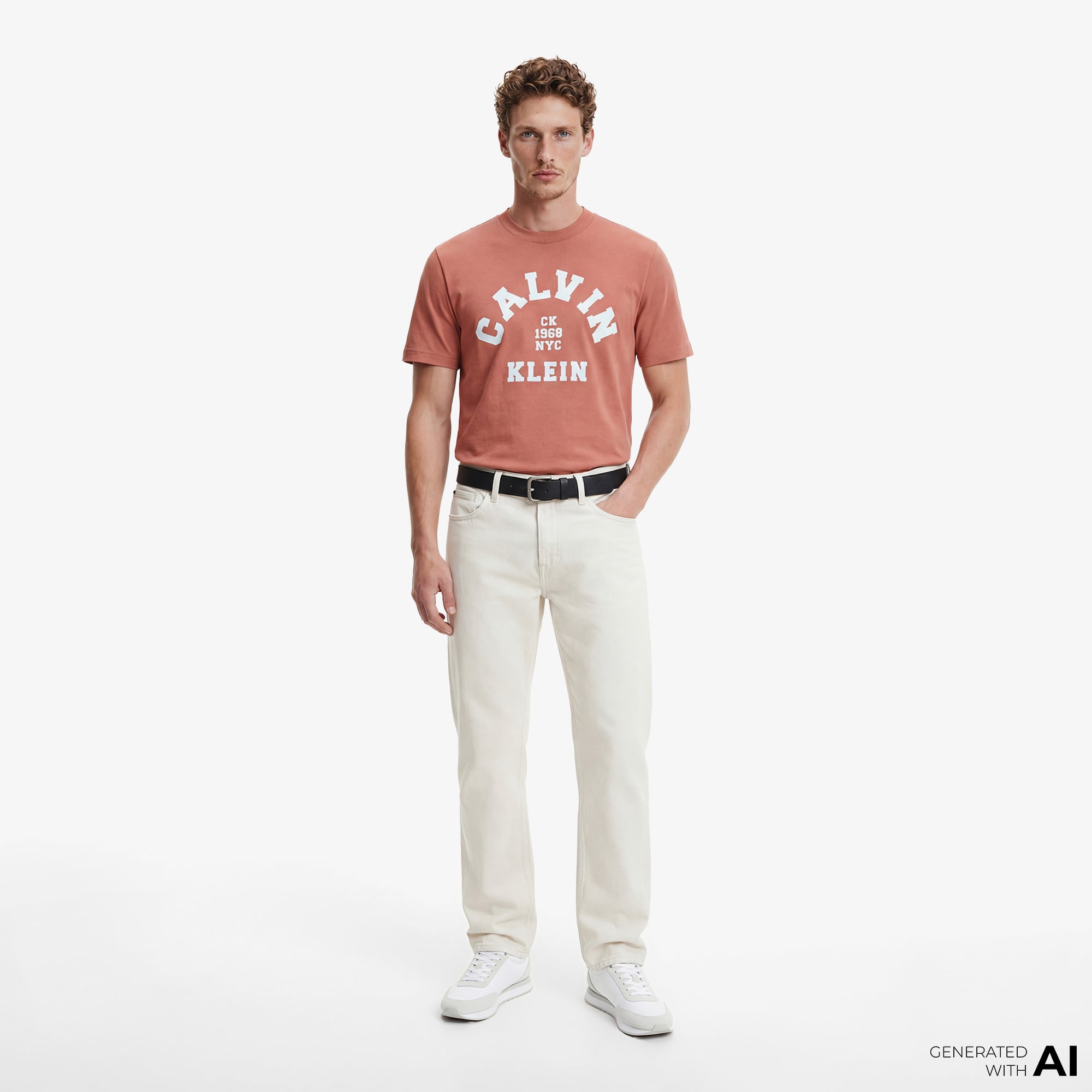  Calvin Klein 20S College Graphic Erkek Kahverengi T-Shirt