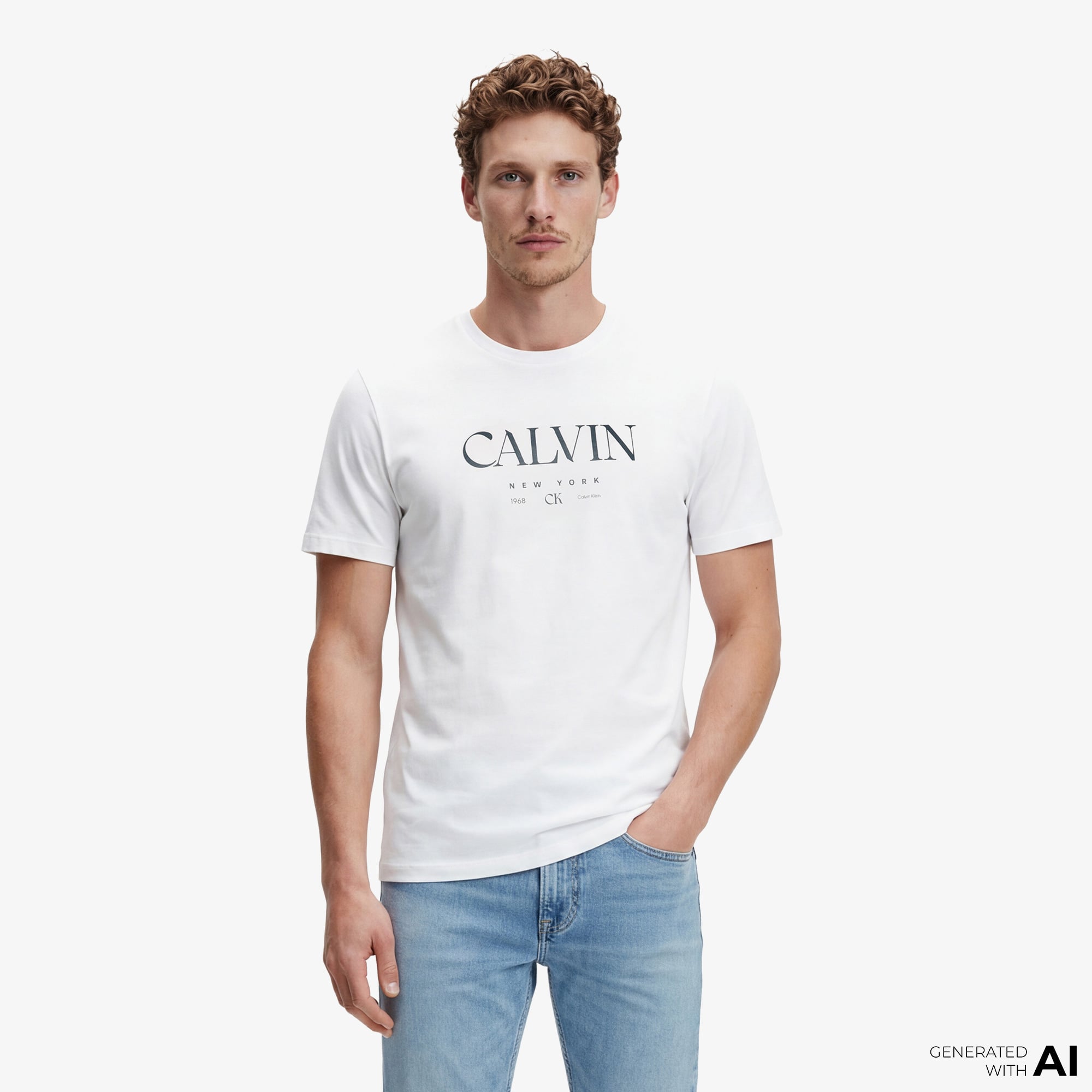  Calvin Klein 20S Graphic Erkek Beyaz T-Shirt
