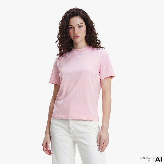  Calvin Klein 20S Classic Logo  Kadın Pembe T-Shirt