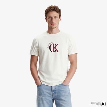  Calvin Klein 30S Graphic Erkek Beyaz T-Shirt
