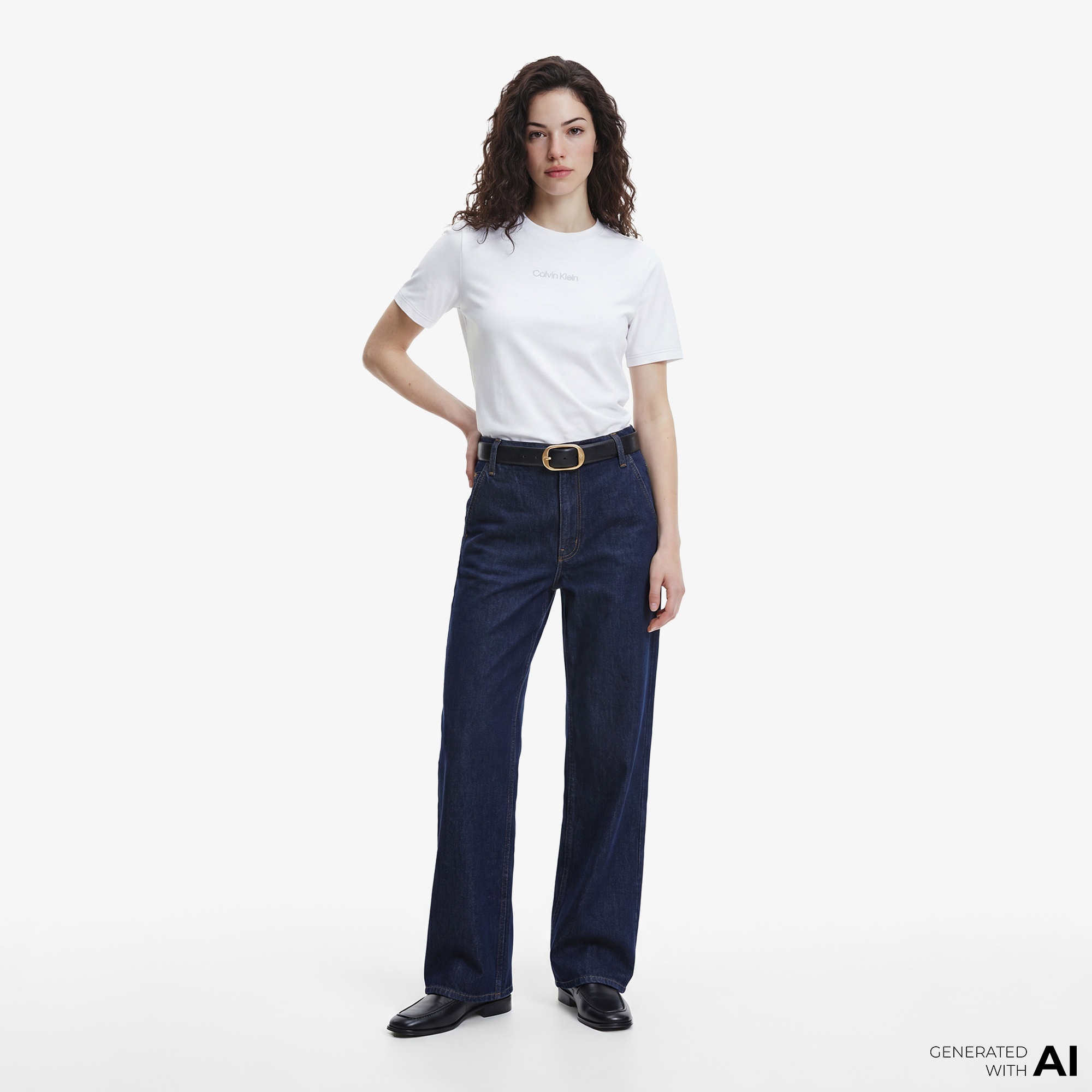 Calvin Klein Classic 20S Logo Grap Kadın Beyaz T-Shirt