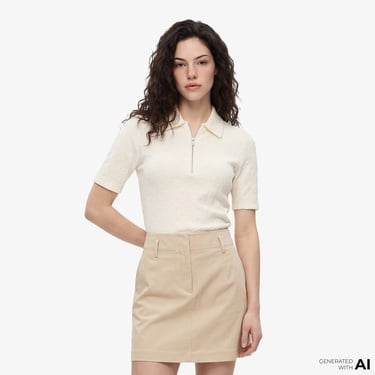  Calvin Klein Textured Kadın Beyaz Triko