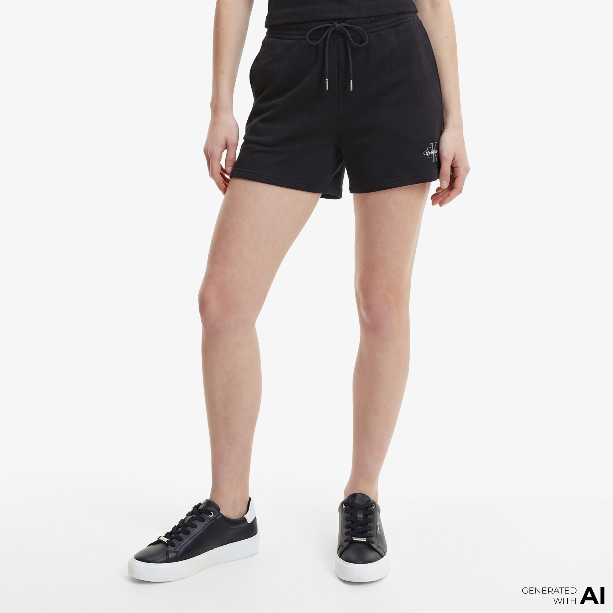 Calvin Klein Monologo French Terry Kadın Siyah Şort