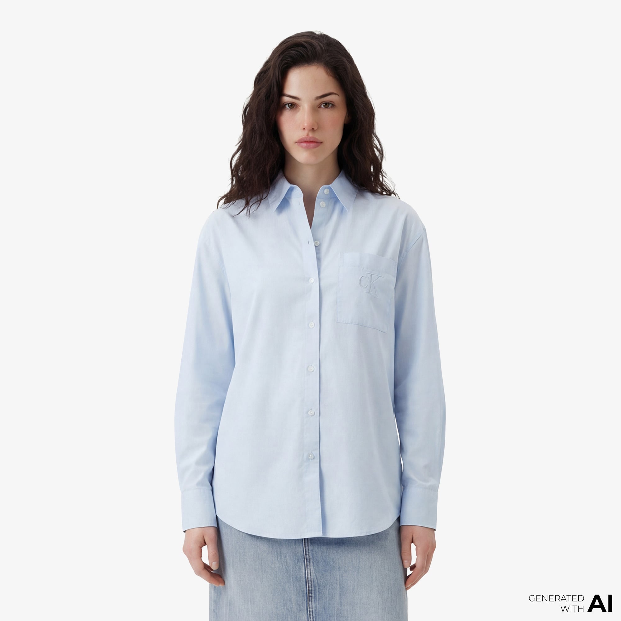 Calvin Klein Poplin Relaxed Kadın Gri Gömlek