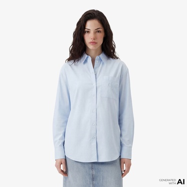  Calvin Klein Poplin Relaxed Kadın Gri Gömlek