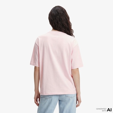  Calvin Klein Relaxed Sequin Logo Kadın Pembe T-Shirt