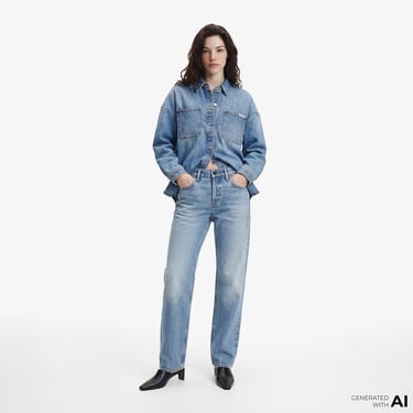  Calvin Klein Denim Boyfriend Overnight Kadın Mavi Gömlek