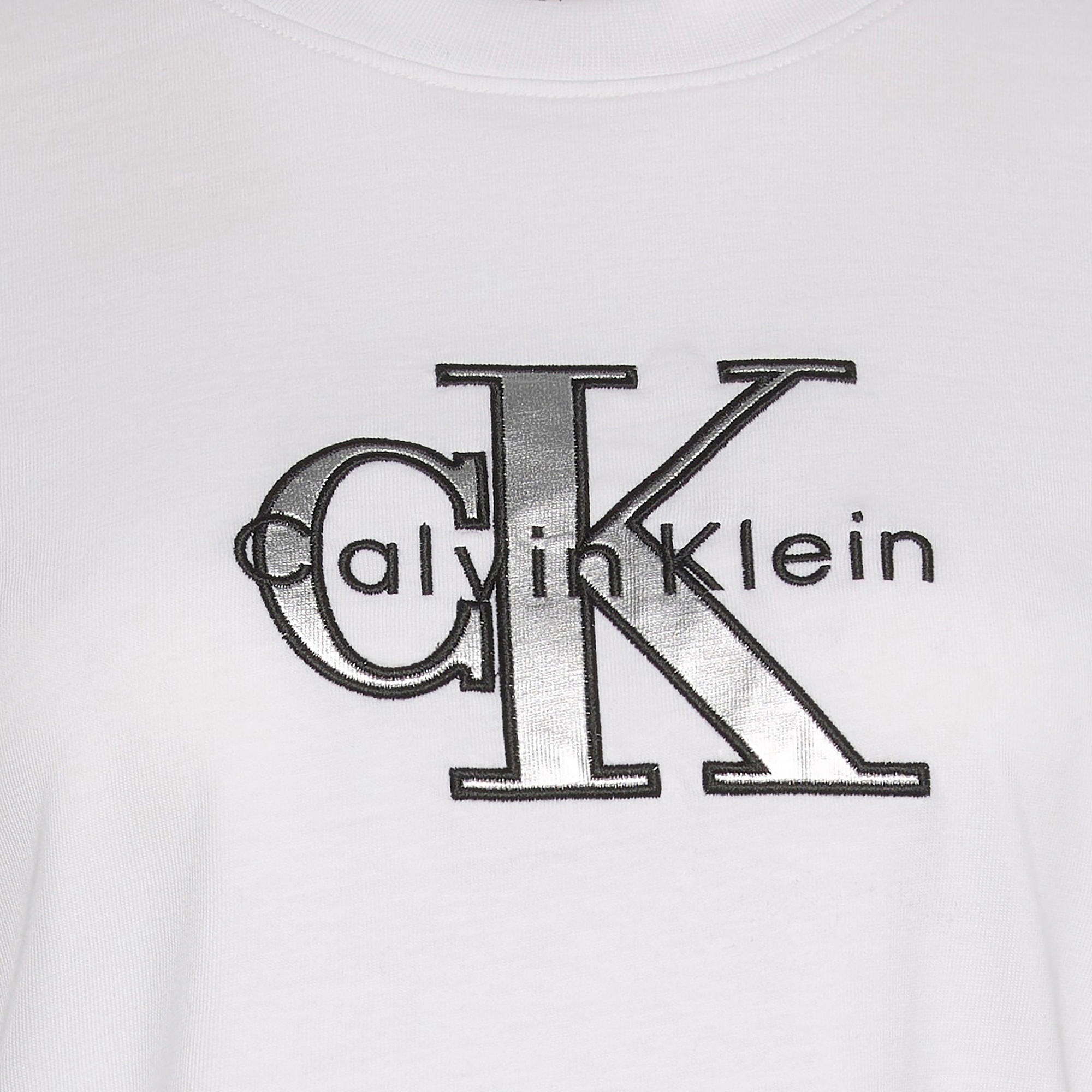 Calvin Klein Classic Monologo Metallic Kadın Beyaz T-Shirt
