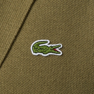  Lacoste Erkek Classic Fit V Yaka Haki Hırka