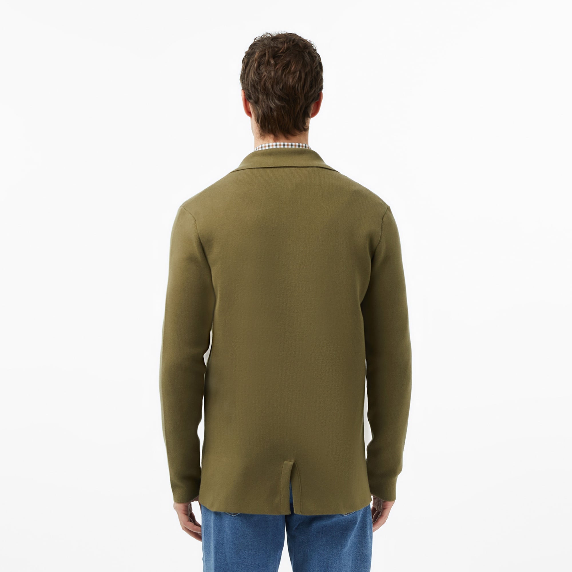 Lacoste Erkek Classic Fit V Yaka Haki Hırka