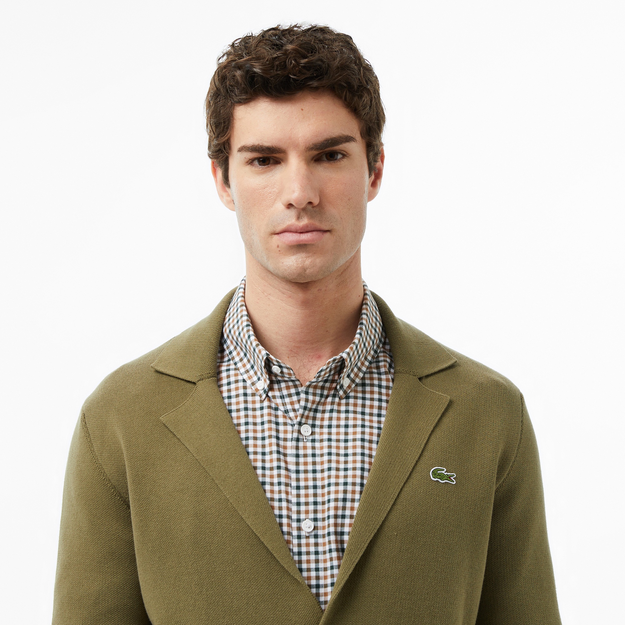 Lacoste Erkek Classic Fit V Yaka Haki Hırka