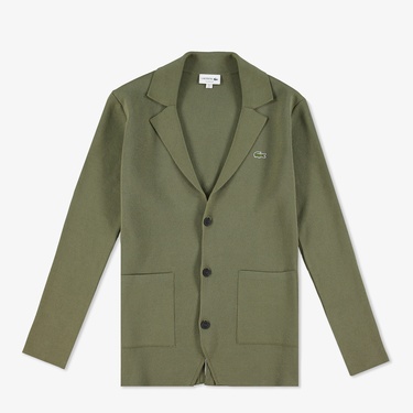  Lacoste Erkek Classic Fit V Yaka Haki Hırka