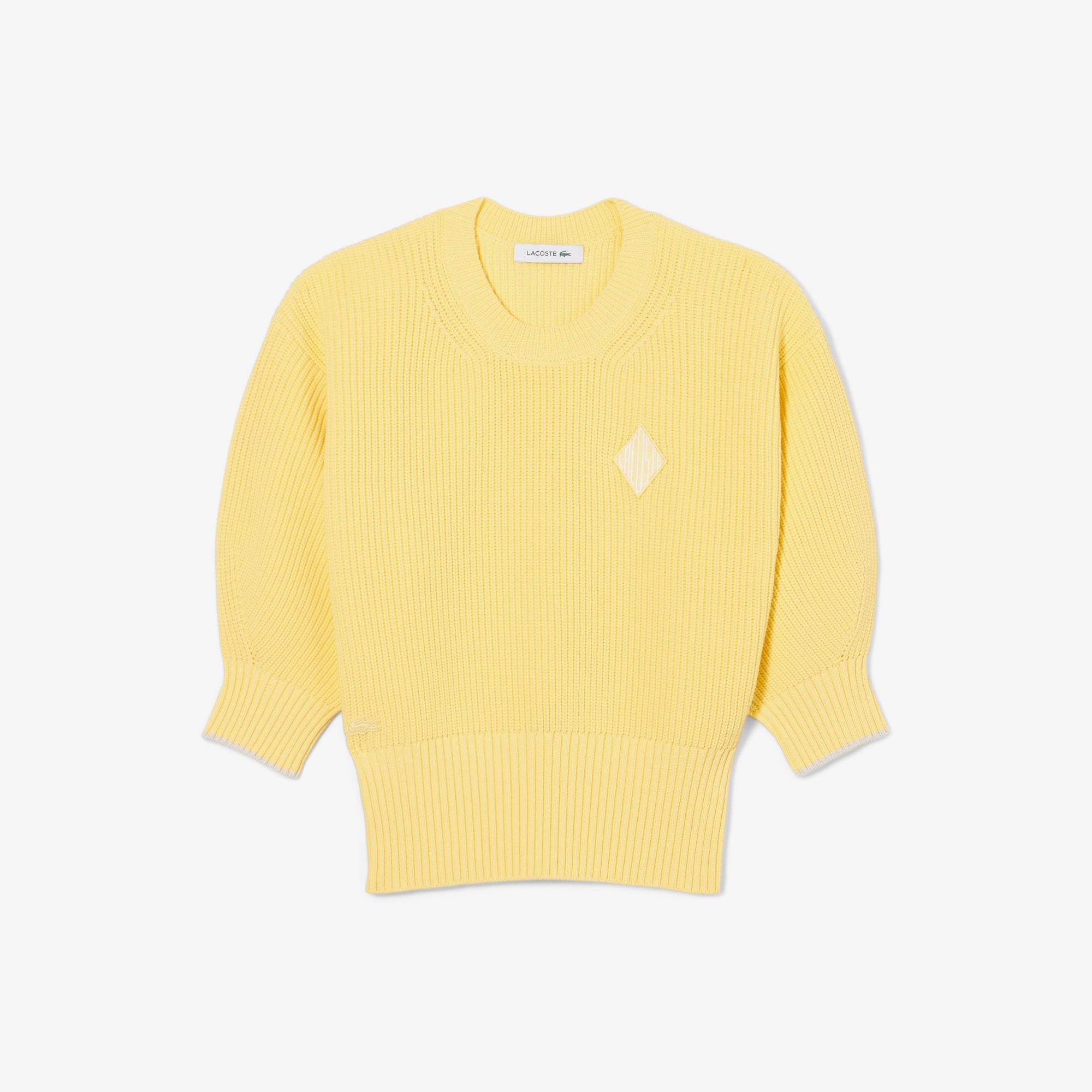 Lacoste Kadın Loose Fit Bisiklet Yaka Sarı Kazak