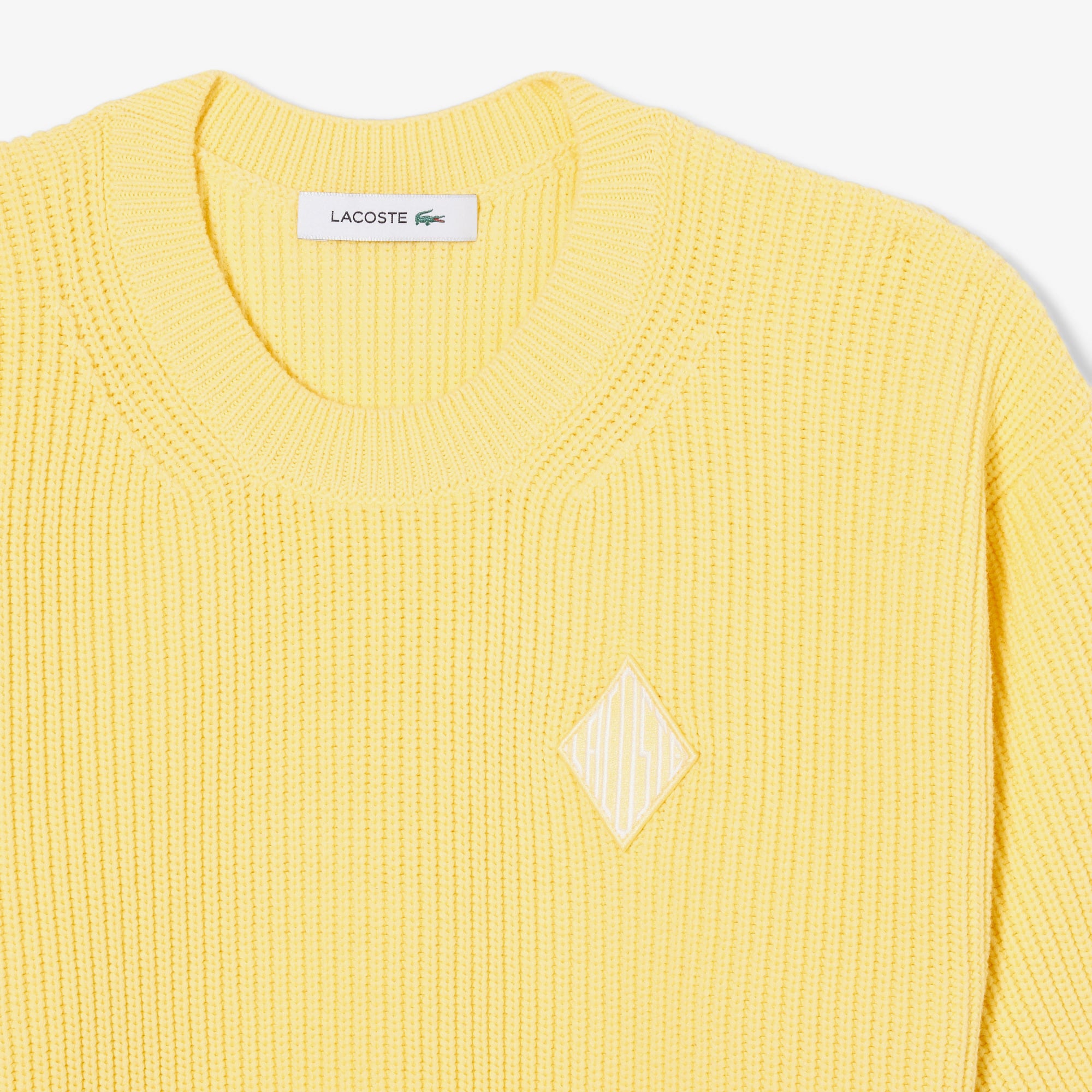 Lacoste Kadın Loose Fit Bisiklet Yaka Sarı Kazak