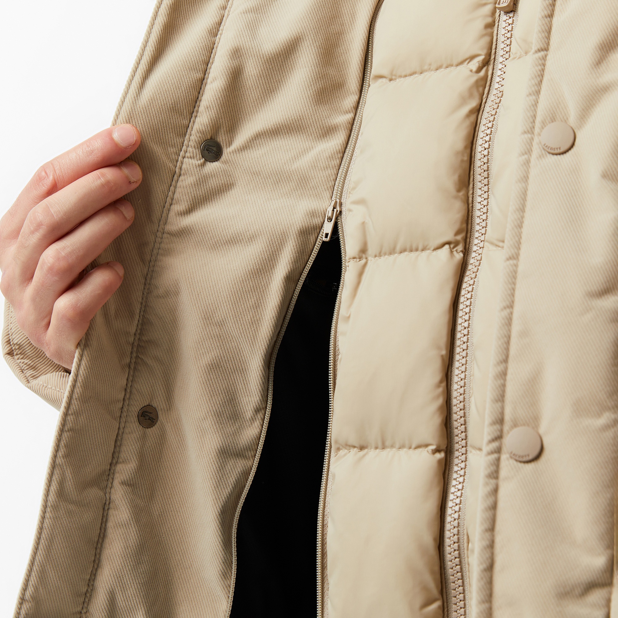 Lacoste Erkek Kapüşonlu Bej Mont