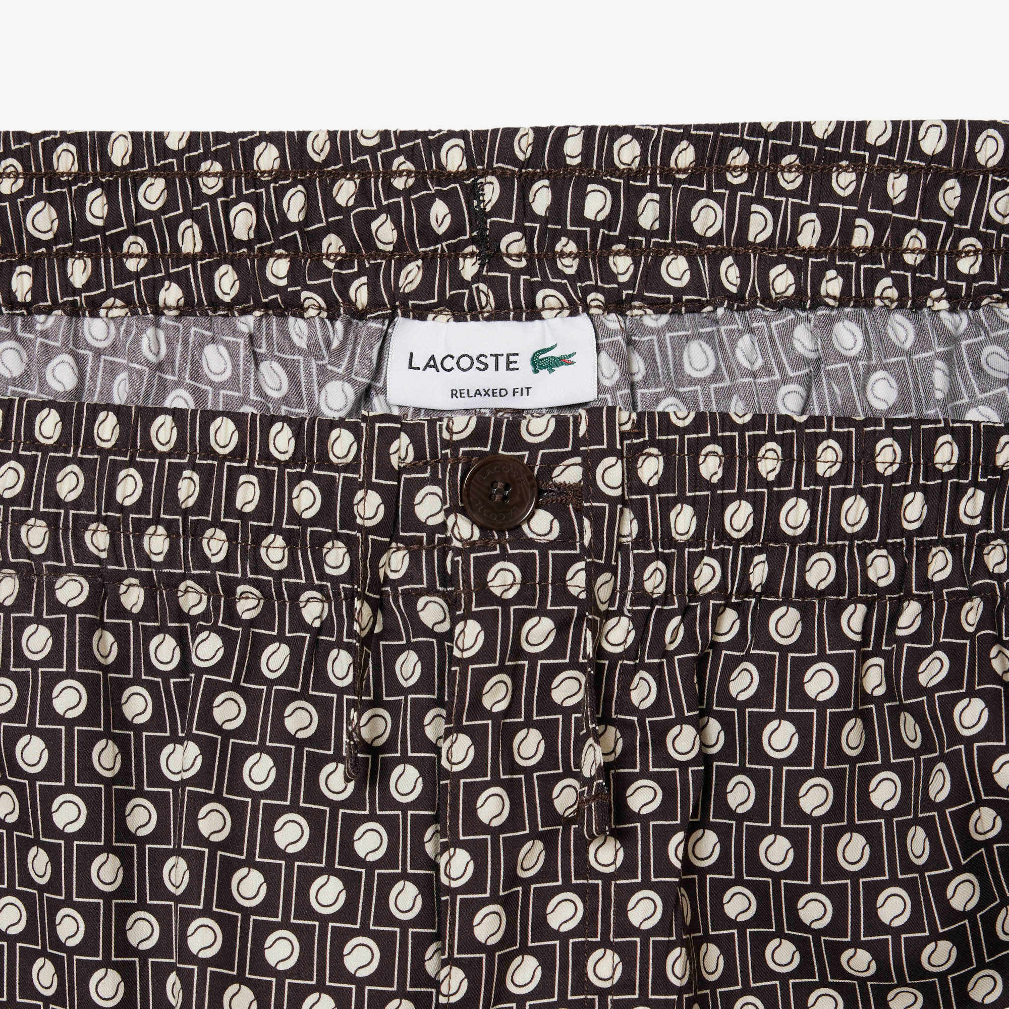 Lacoste Erkek Relaxed Fit Desenli Kahverengi Şort