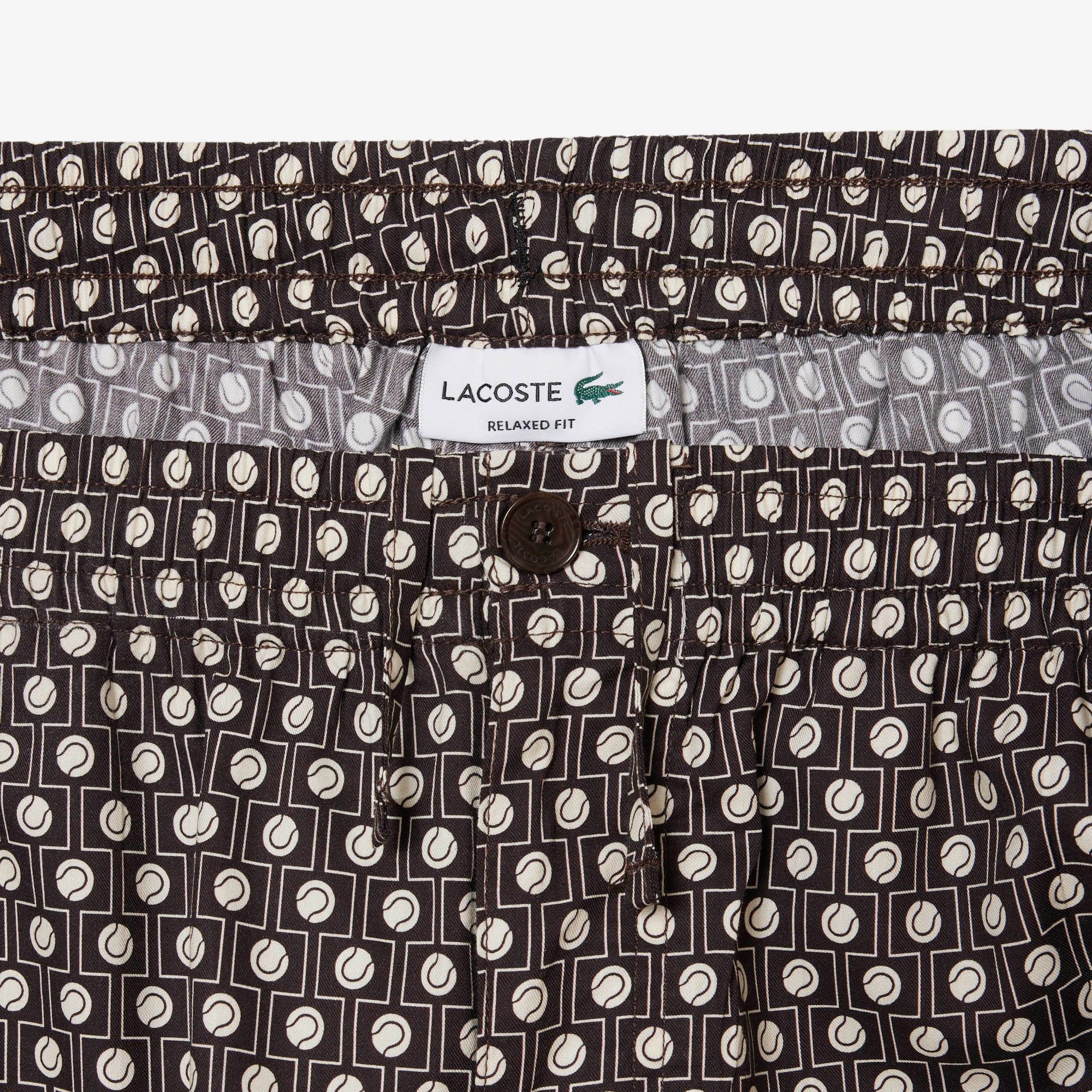  Lacoste Erkek Relaxed Fit Desenli Kahverengi Şort