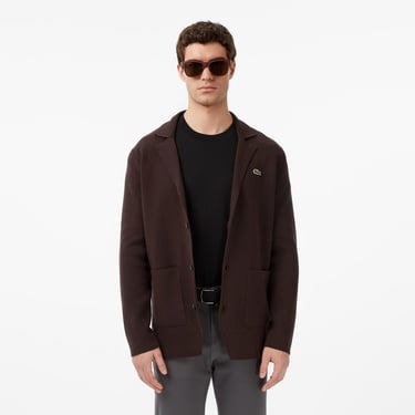  Lacoste Erkek Classic Fit V Yaka Kahverengi Hırka