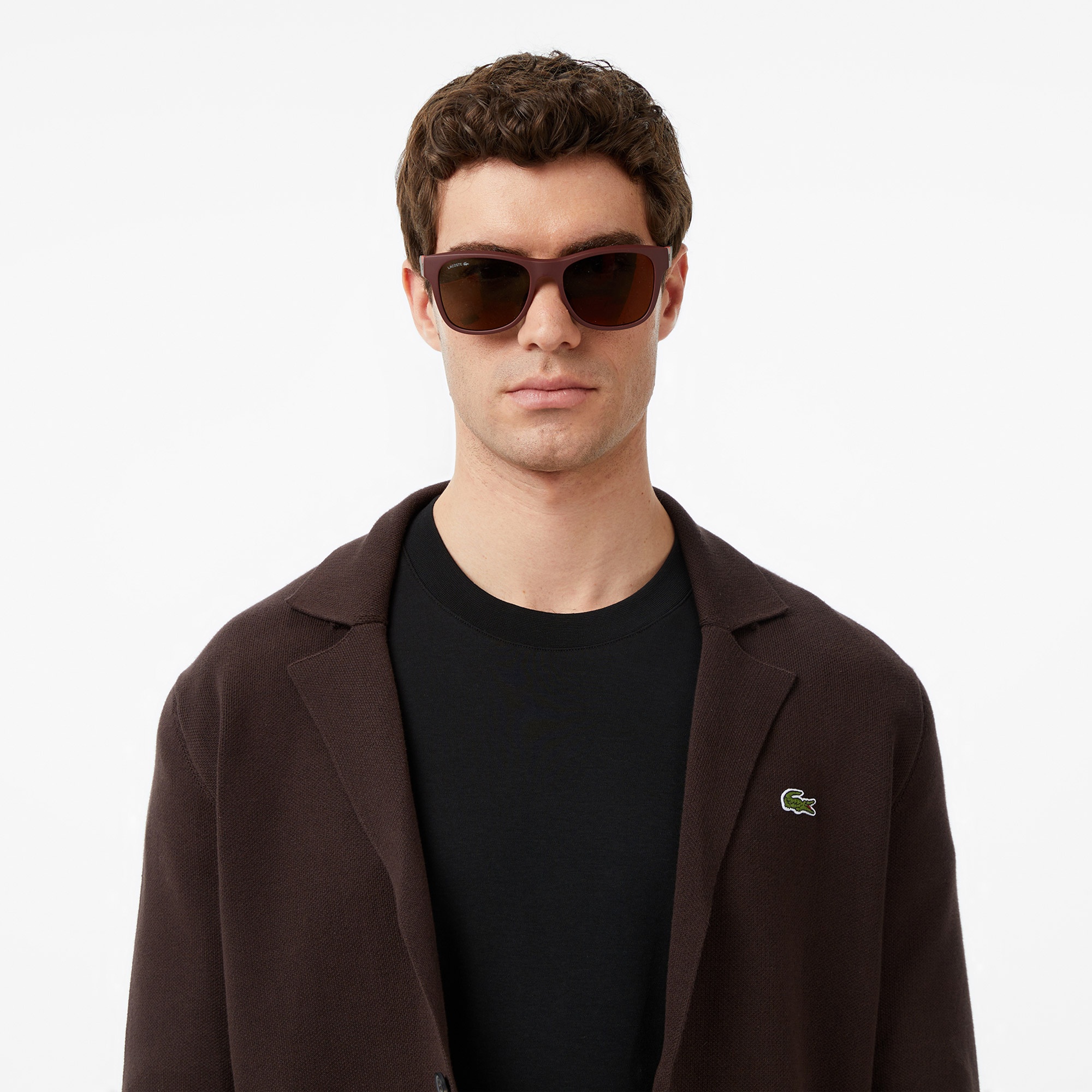 Lacoste Erkek Classic Fit V Yaka Kahverengi Hırka