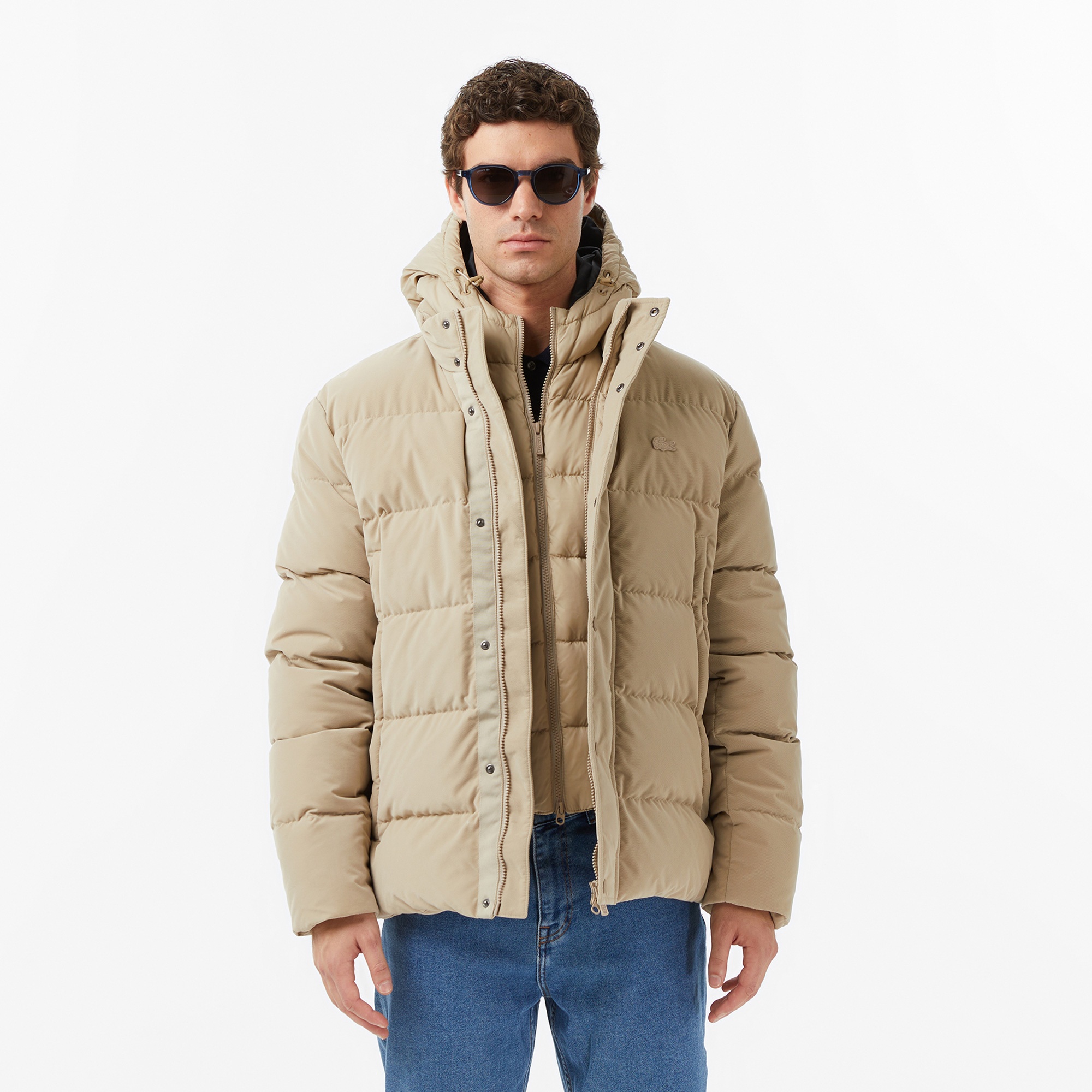 Lacoste Erkek Kapüşonlu Bej Mont