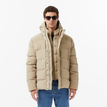  Lacoste Erkek Kapüşonlu Bej Mont