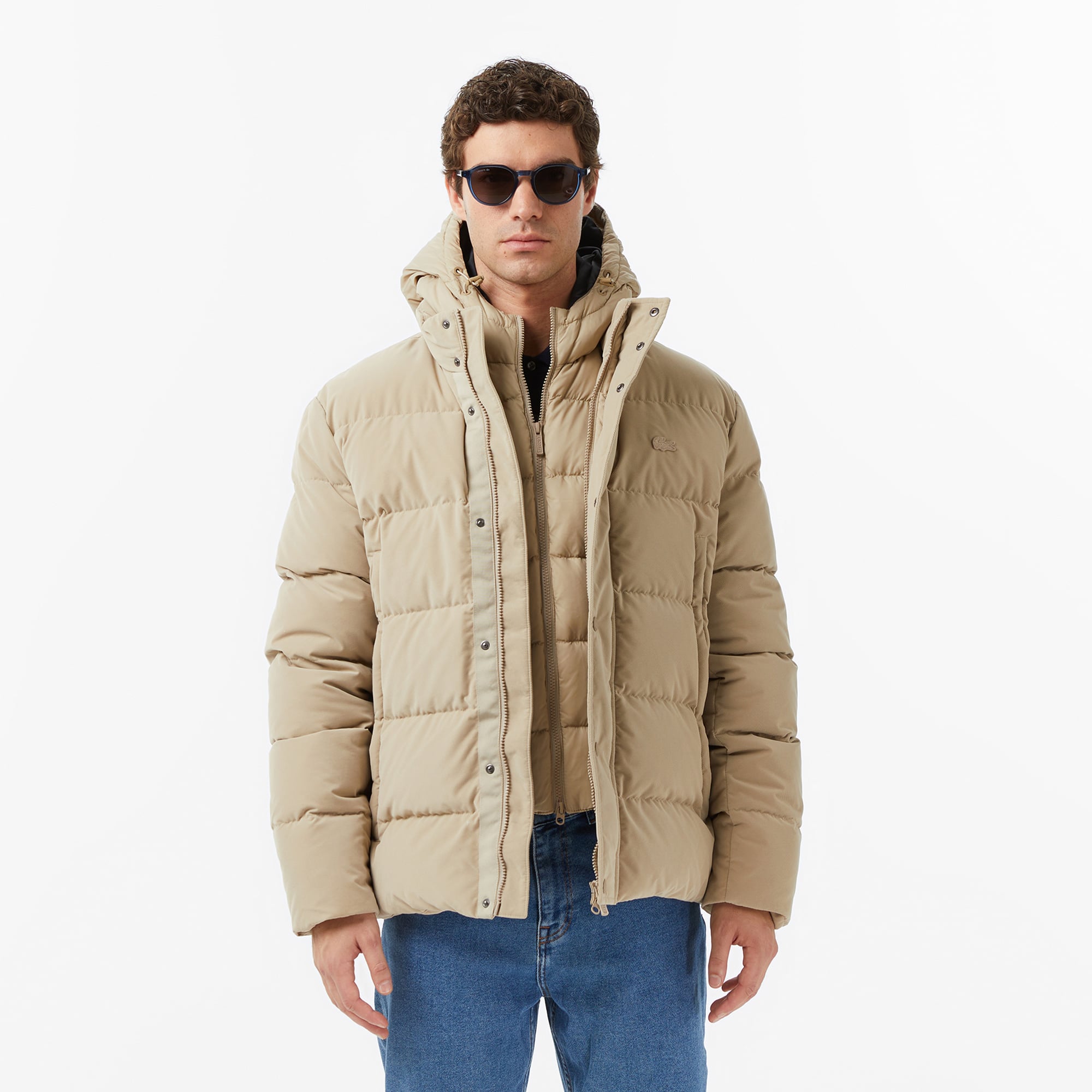  Lacoste Erkek Kapüşonlu Bej Mont