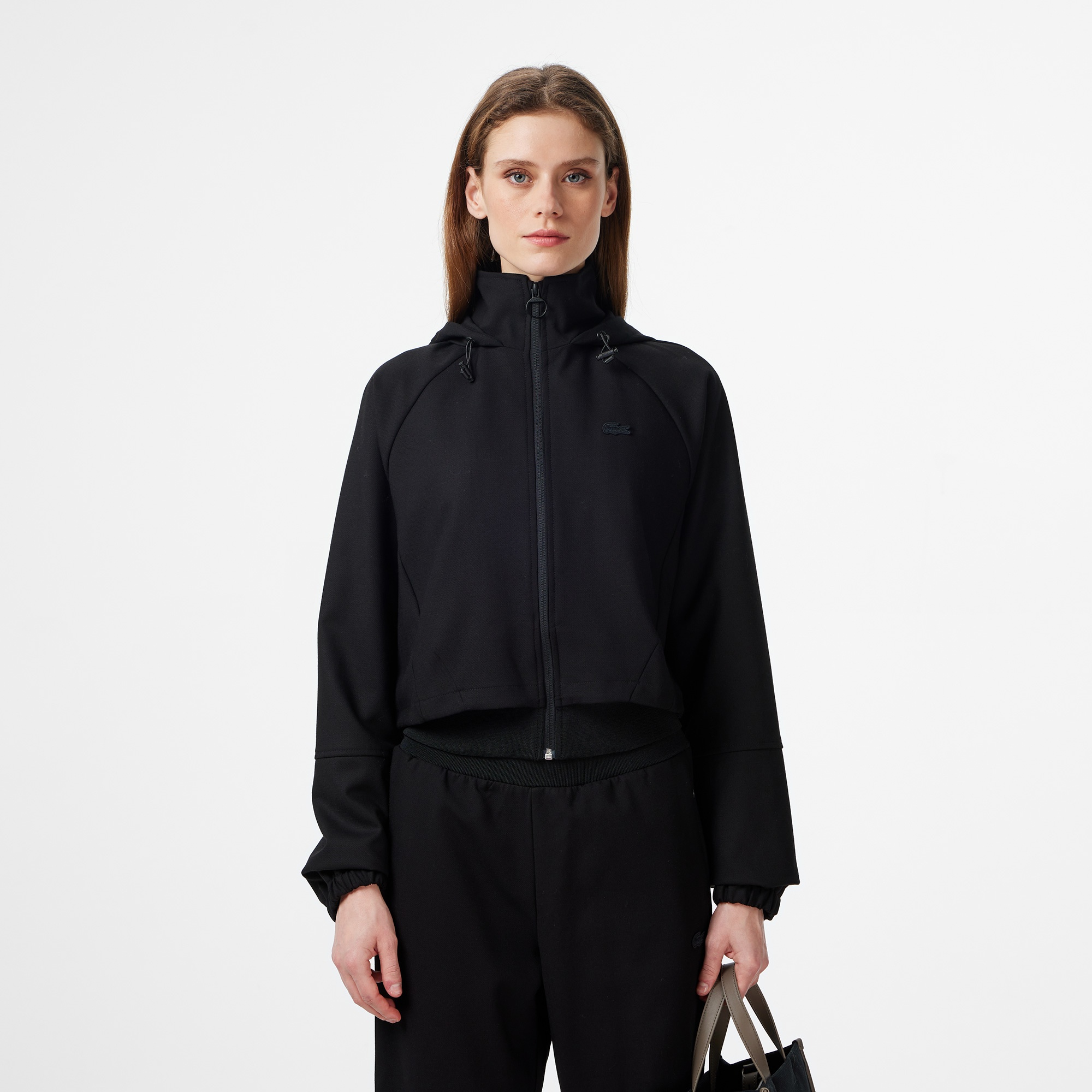 Lacoste Kadın Regular Fit Kapüşonlu Siyah Dış Gömlek