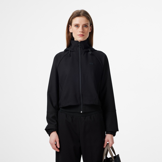  Lacoste Kadın Regular Fit Kapüşonlu Siyah Dış Gömlek