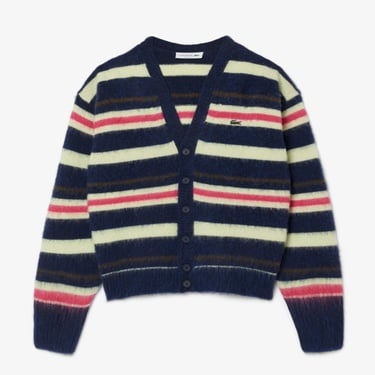  Lacoste Erkek Relaxed Fit V Yaka Desenli Renkli Hırka