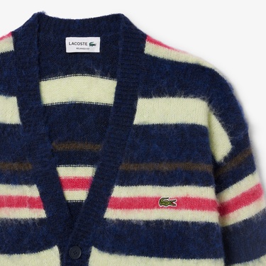  Lacoste Erkek Relaxed Fit V Yaka Desenli Renkli Hırka