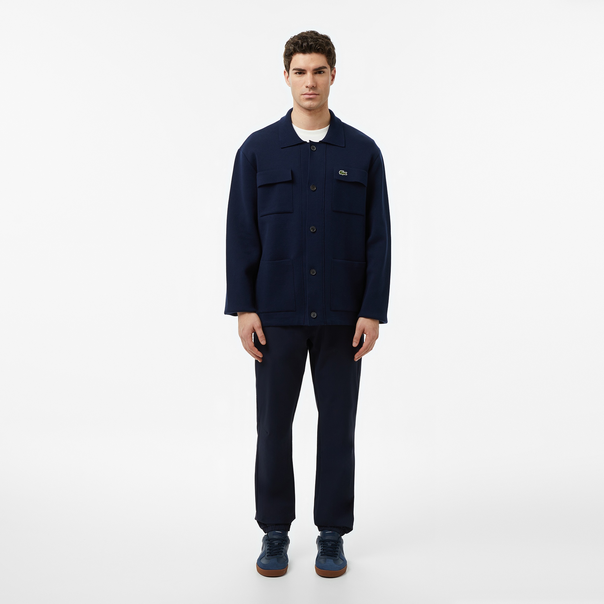 Lacoste Erkek Classic Fit Polo Yaka Lacivert Ceket